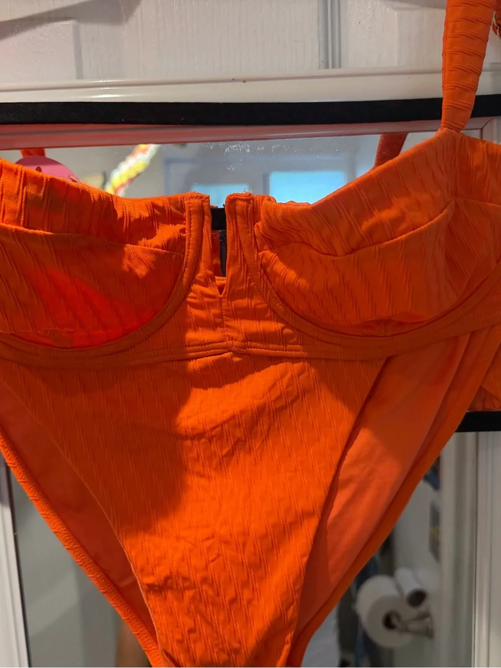 Monday Swimwear Orange Ribbed Underwire Bikini Bottom